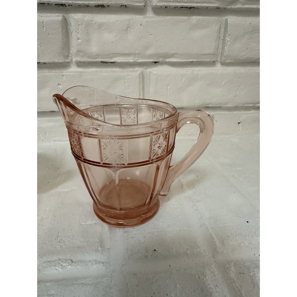 Jeannette Doric Creamer & Sugar Bowl Pink Depression Glass Read - Picture 3 of 16